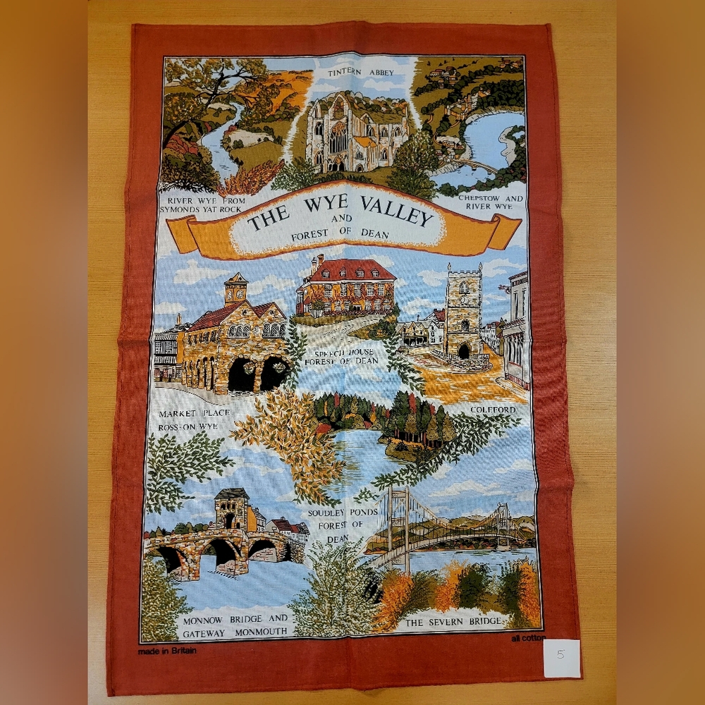 Vintage Wye Valley Tea Towel – Forest of Dean Illustrated Map